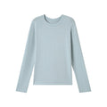 Women's Light Blue Long Sleeve Crew Neck Top Slim Fit Basic T-Shirt