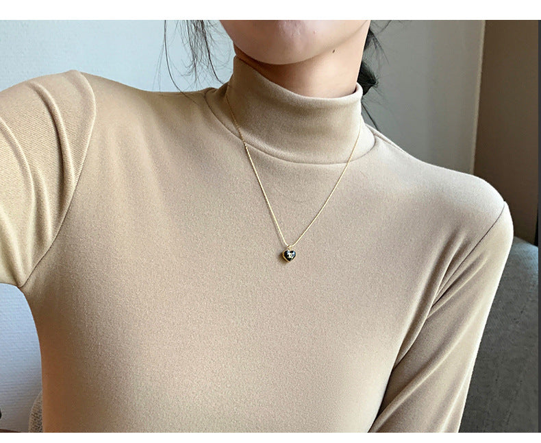 Women's Soft Fleece Mock Neck Long Sleeve Top Slim Fit Thermal Base Layer