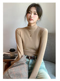 Women's Soft Fleece Mock Neck Long Sleeve Top Slim Fit Thermal Base Layer