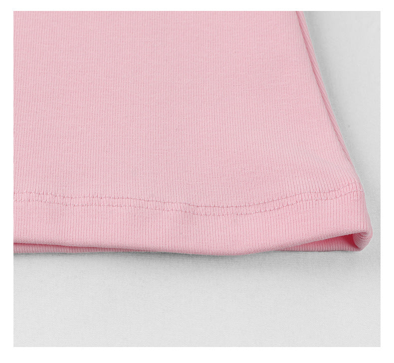 Women's Form-Fitting Pink Short Sleeve T-Shirt Slim Fit Crew Neck Basic Top